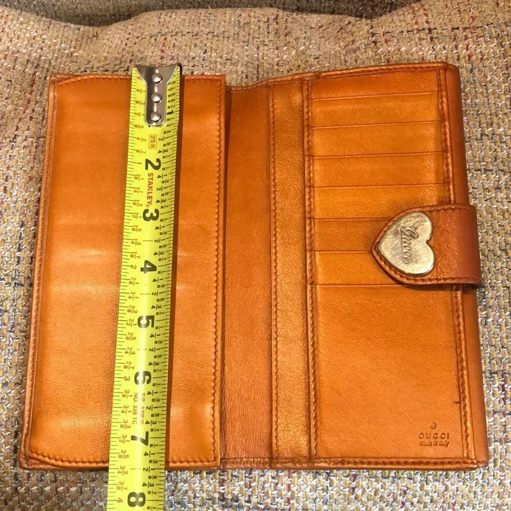 GUCCI GG Monogram Canvas & Leather Heart Clasp Full Length Continental Wallet